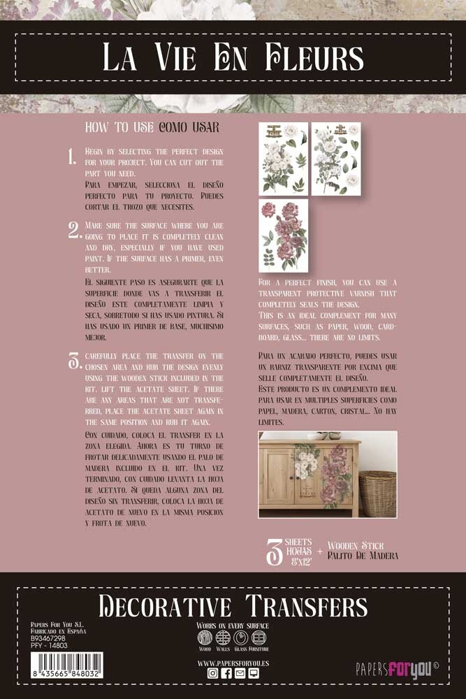 Papers For You Roses 8x12 Inch Decor Transfers (3pcs) (PFY-14803) Papers For You Roses 8x12 Inch Decor Transfers (3pcs) (PFY-14803)