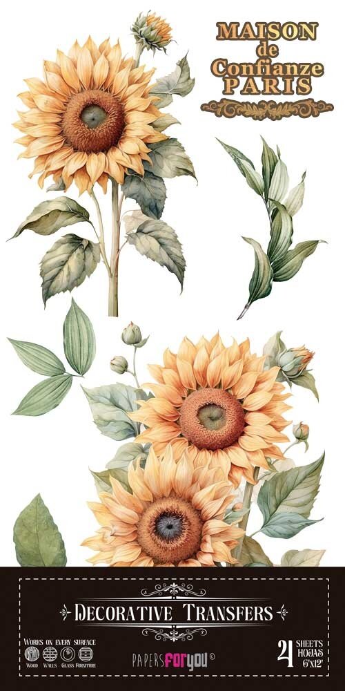 Papers For You Sunflowers 6x12 Inch Decor Transfers (4pcs) (PFY-14775)