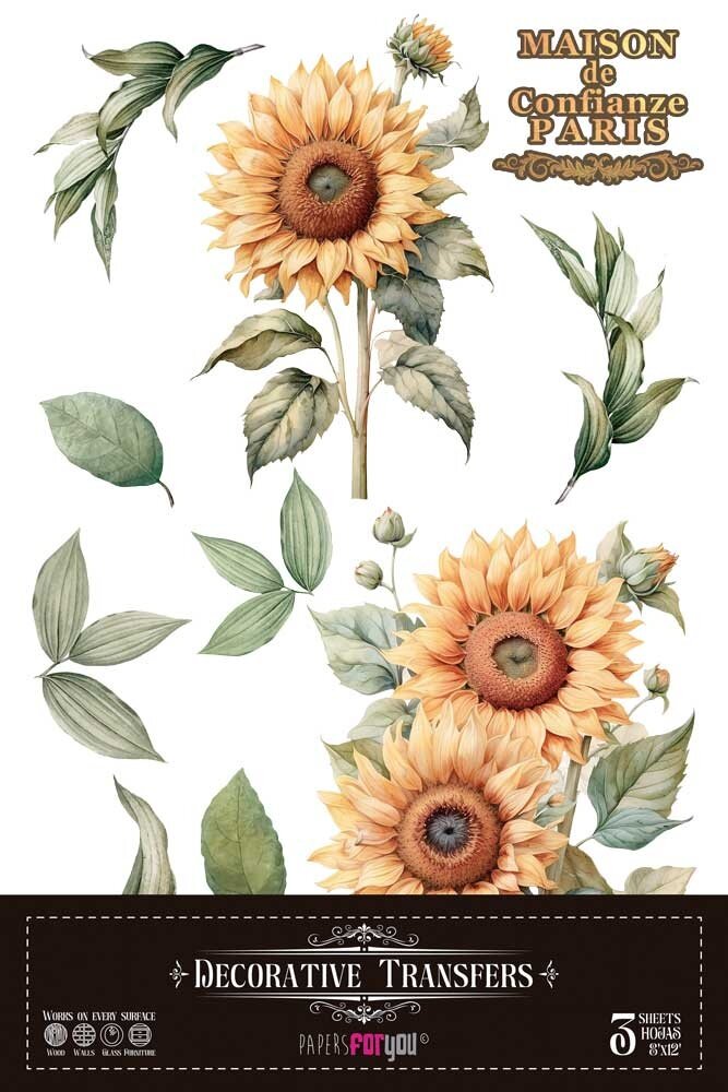 Papers For You Sunflowers 8x12 Inch Decor Transfers (3pcs) (PFY-14813)