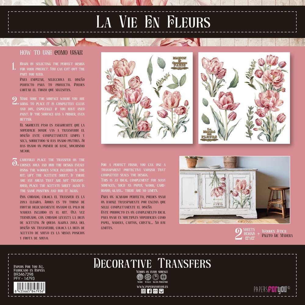 Papers For You Tulips 12x12 Inch Decor Transfers (2pcs) (PFY-14793)