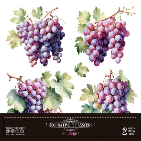 Papers For You Grapes 12x12 Inch Decor Transfers (2pcs) (PFY-14796)