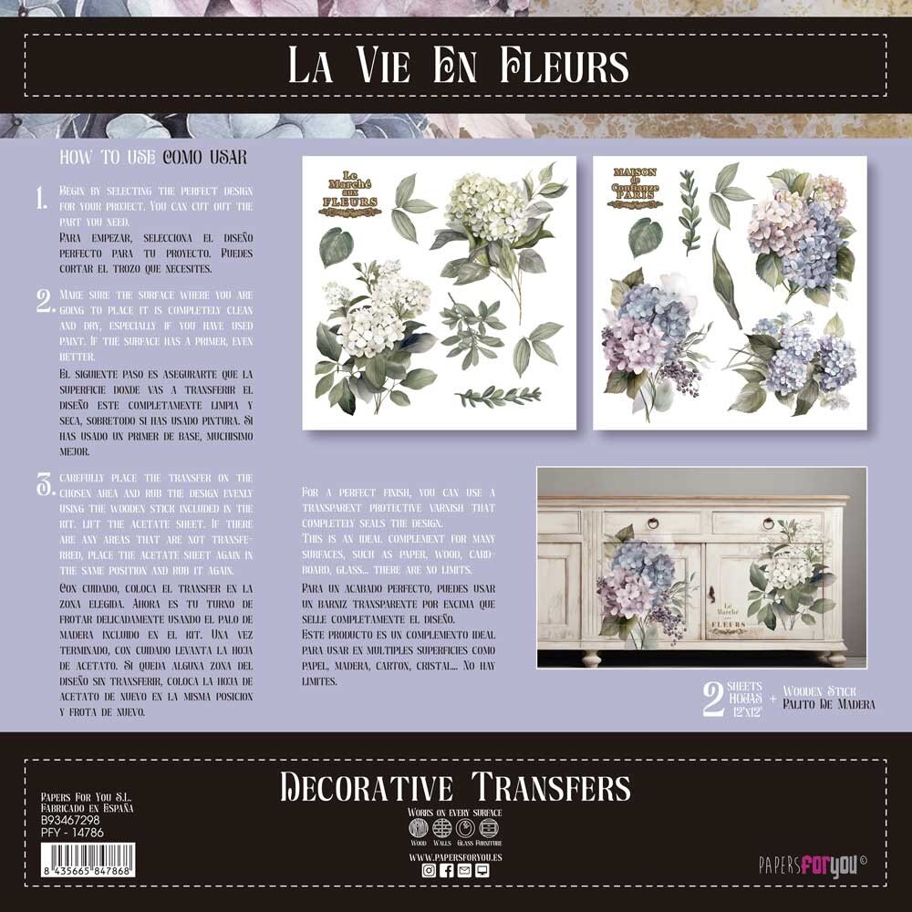 Papers For You Hydrangeas 12x12 Inch Decor Transfers (2pcs) (PFY-14786)