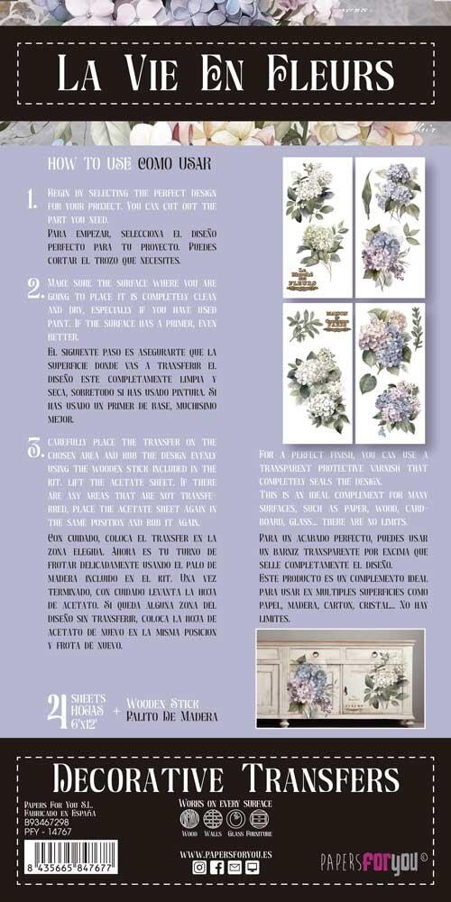 Papers For You Hydrangeas 6x12 Inch Decor Transfers (4pcs) (PFY-14767) Papers For You Hydrangeas 6x12 Inch Decor Transfers (4pcs) (PFY-14767)