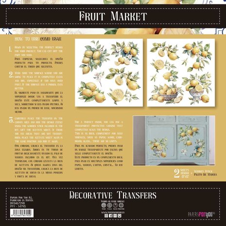 Papers For You Lemon 12x12 Inch Decor Transfers (2pcs) (PFY-14795) Papers For You Lemon 12x12 Inch Decor Transfers (2pcs) (PFY-14795)