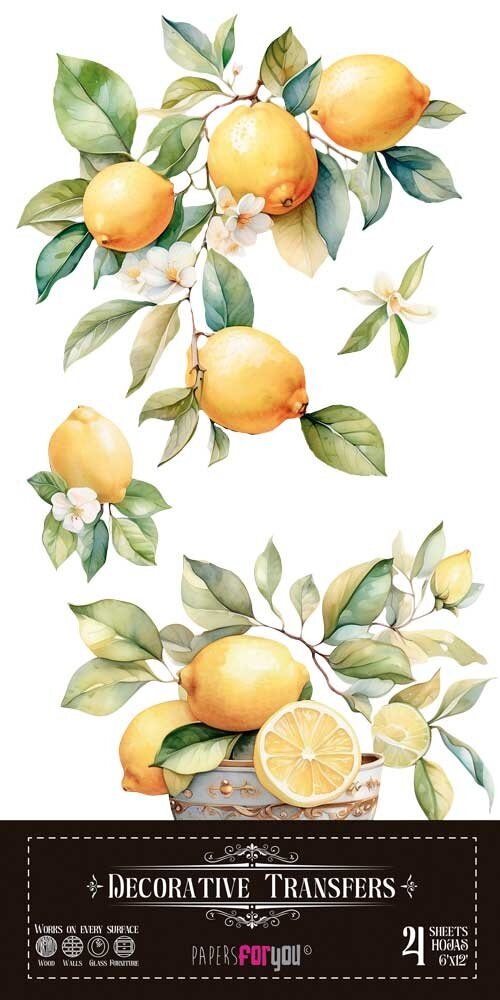 Papers For You Lemon 6x12 Inch Decor Transfers (4pcs) (PFY-14776)