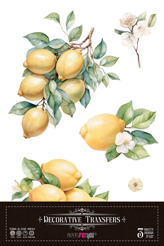 Papers For You Lemon 8x12 Inch Decor Transfers (3pcs) (PFY-14814) Papers For You Lemon 8x12 Inch Decor Transfers (3pcs) (PFY-14814)