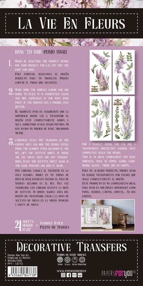 Papers For You Lilacs 6x12 Inch Decor Transfers (4pcs) (PFY-14773)