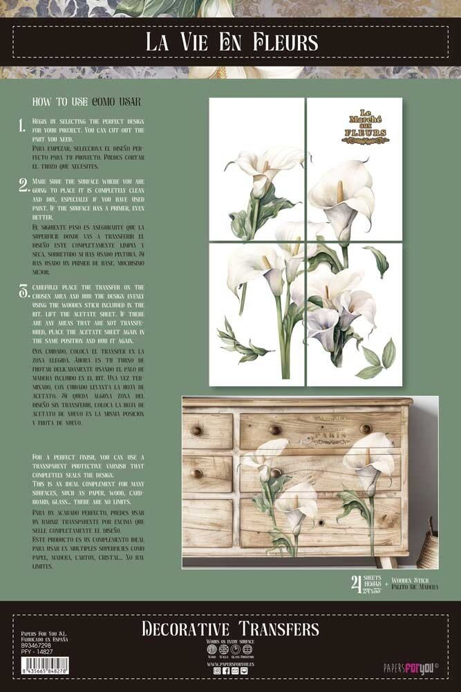 Papers For You Calla Lily 24x35 Inch Decor Transfers (4pcs) (PFY-14827)