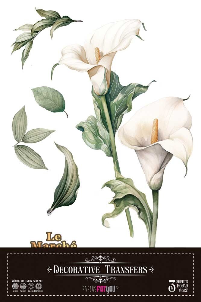 Papers For You Calla Lily 8x12 Inch Decor Transfers (3pcs) (PFY-14808)