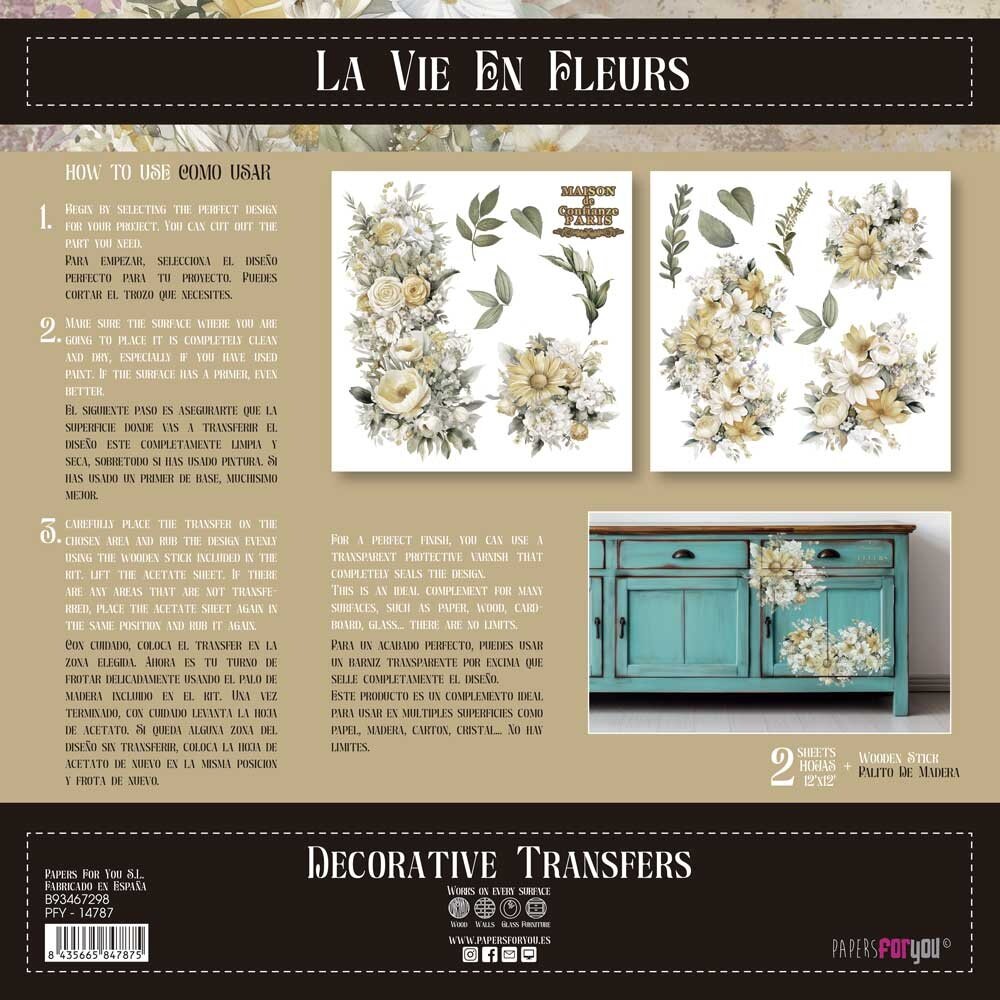 Papers For You Daisies 12x12 Inch Decor Transfers (2pcs) (PFY-14787)