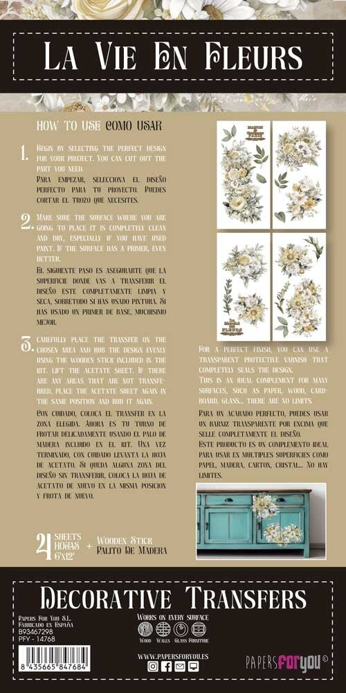 Papers For You Daisies 6x12 Inch Decor Transfers (4pcs) (PFY-14768)