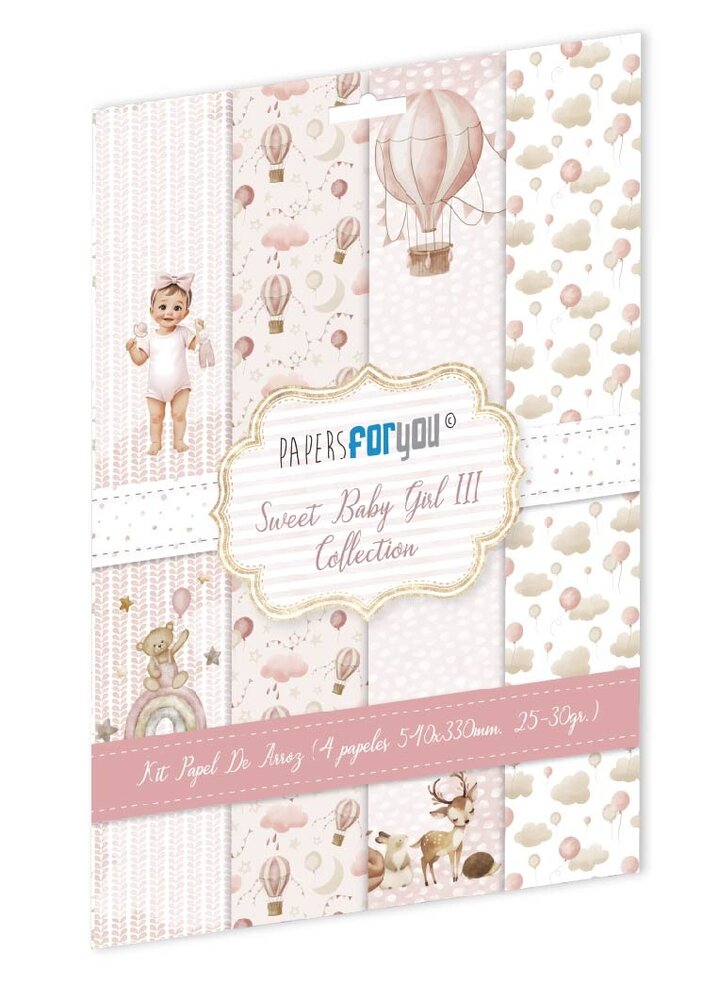 Papers For You Sweet Baby Girl Rice Paper Kit III (4pcs) (PFY-14746)