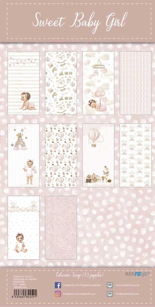 Papers For You Sweet Baby Girl Slim Scrap Paper Pack (10pcs) (PFY-14459)