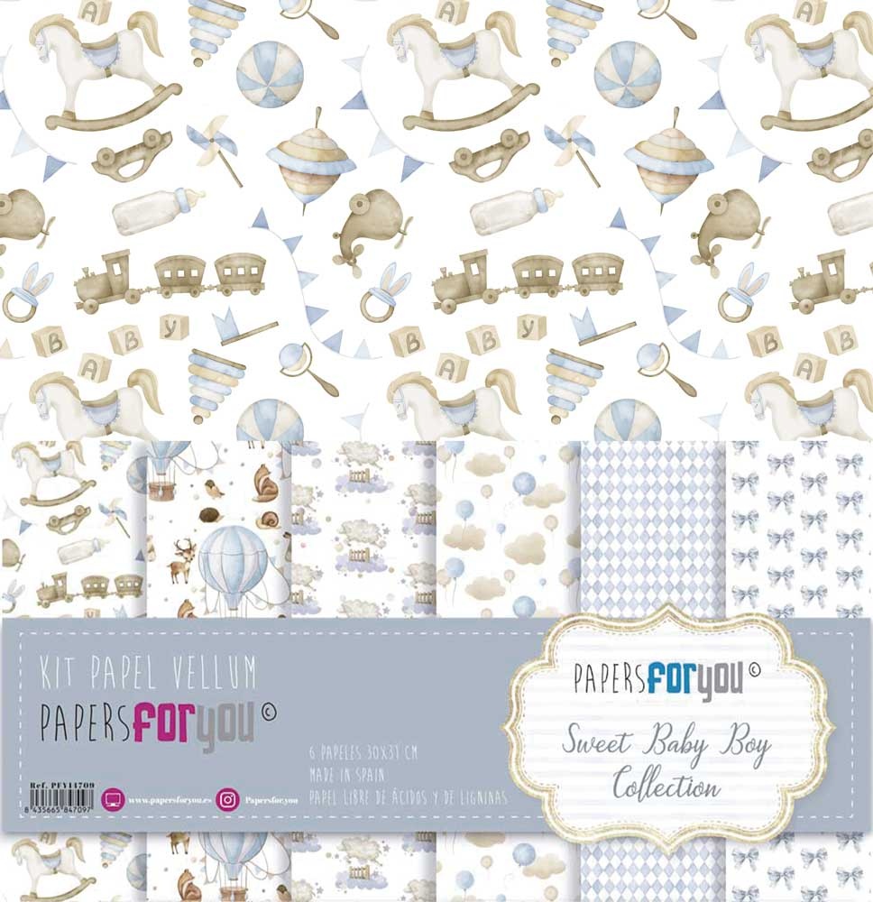 Paper Baby Kit Sweet Baby Boy Kit Vellum Paper Pack (6pcs) (PFY-14709) - Craftlines B.V.