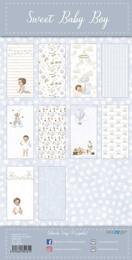 Papers For You Sweet Baby Boy Slim Scrap Paper Pack (10pcs) (PFY-14461)
