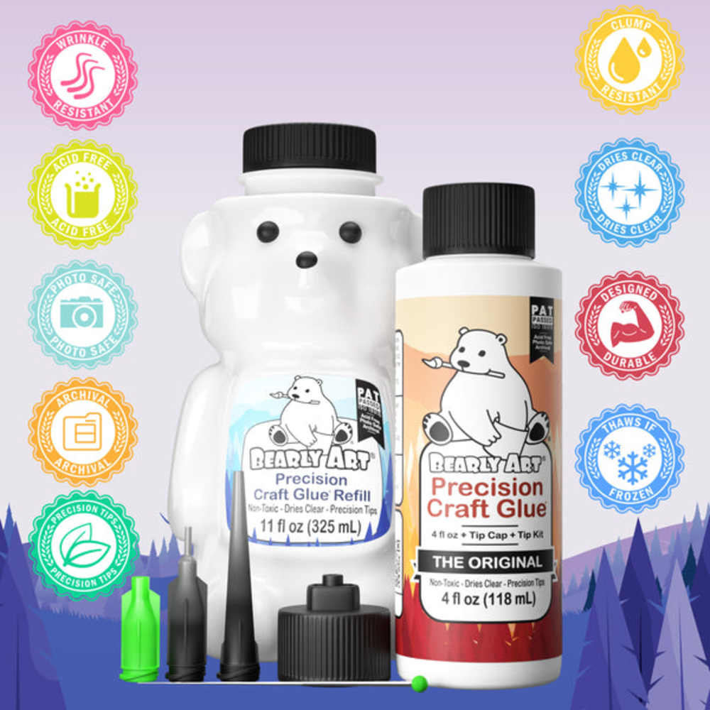 Bearly Art Precision Craft Glue - THE BUNDLE 4 fl oz/11oz + Tip Kit (PCG15E) Bearly Art Precision Craft Glue - THE BUNDLE 4 fl oz/11oz + Tip Kit (PCG15E)