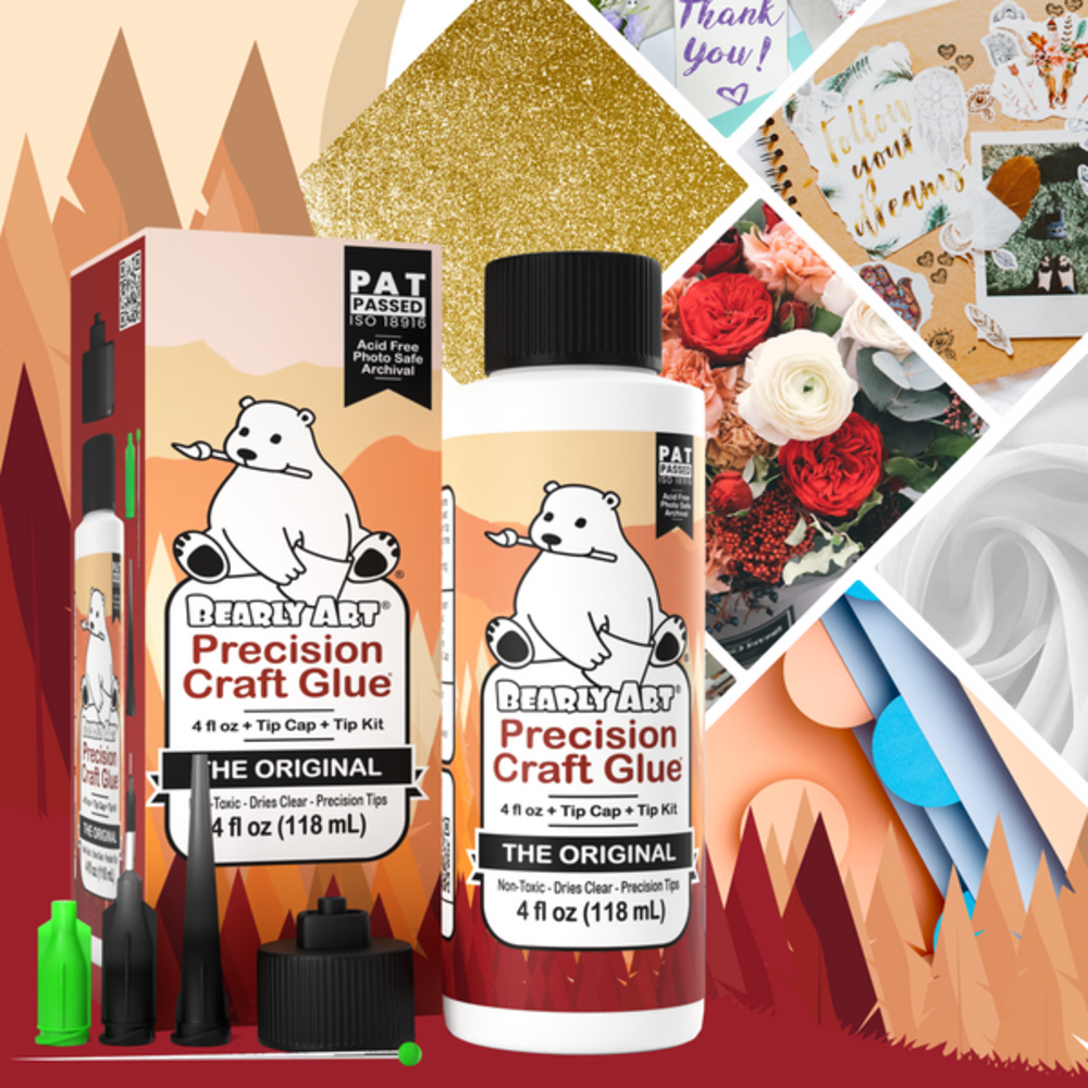 Bearly Art Precision Craft Glue - THE ORIGINAL 4 fl oz + Tip Kit (PCG04E) Bearly Art Precision Craft Glue - THE ORIGINAL 4 fl oz + Tip Kit (PCG04E)