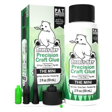Bearly Art Precision Craft Glue - THE MINI 2 fl oz + Tip Kit (PCG02E) Bearly Art Precision Craft Glue - THE MINI 2 fl oz + Tip Kit (PCG02E)