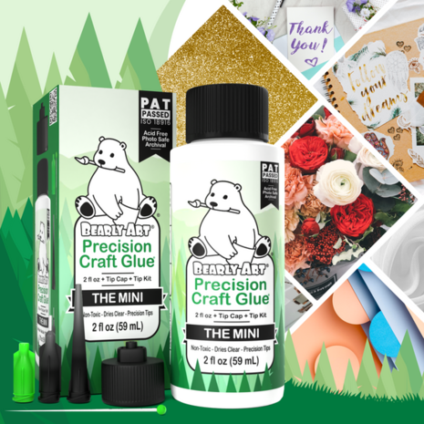 Bearly Art Precision Craft Glue - THE MINI 2 fl oz + Tip Kit (PCG02E) Bearly Art Precision Craft Glue - THE MINI 2 fl oz + Tip Kit (PCG02E)