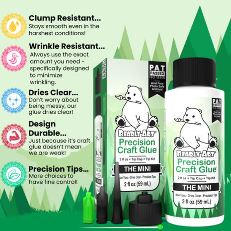 Bearly Art Precision Craft Glue - THE MINI 2 fl oz + Tip Kit (PCG02E) Bearly Art Precision Craft Glue - THE MINI 2 fl oz + Tip Kit (PCG02E)