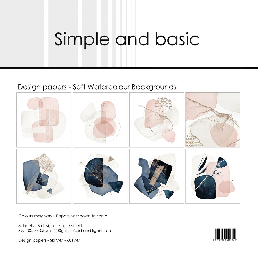 Simple and Basic Soft Watercolour Backgrounds 12x12 Inch Paper Pad (SBP747) Simple and Basic Soft Watercolour Backgrounds 12x12 Inch Paper Pad (SBP747)