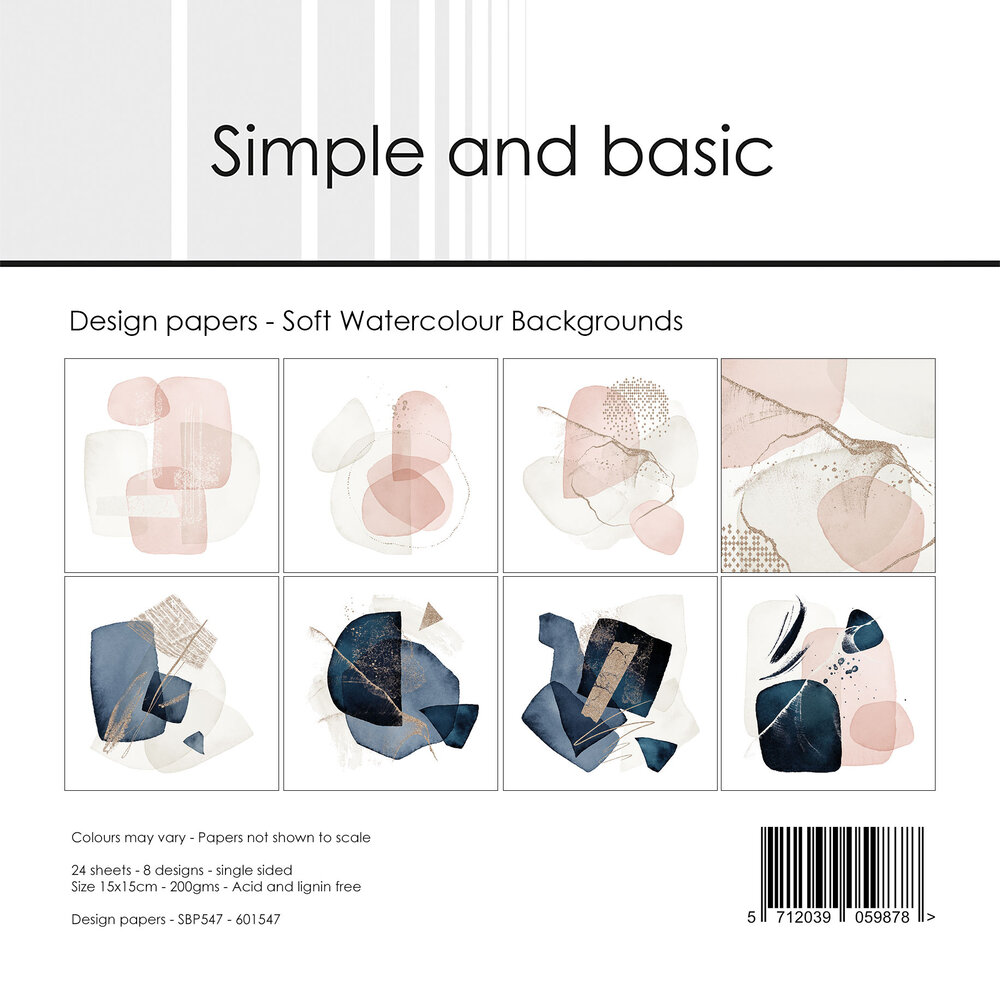 Simple and Basic Soft Watercolour Backgrounds 6x6 Inch Paper Pad (SBP547) Simple and Basic Soft Watercolour Backgrounds 6x6 Inch Paper Pad (SBP547)