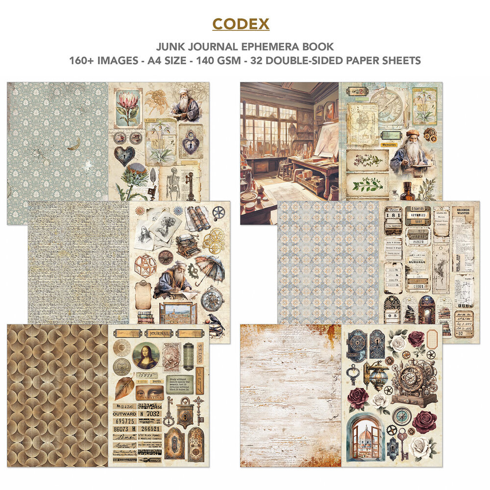 Ciao Bella Codex A4 Junk Journal Ephemera Book (32pcs) (CBB008)