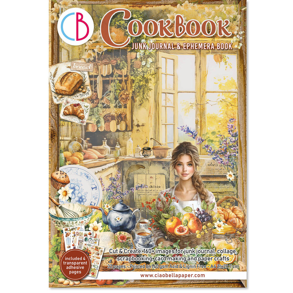 Ciao Bella Cookbook A4 Junk Journal Ephemera Book (32pcs) (CBB009) Ciao Bella Cookbook A4 Junk Journal Ephemera Book (32pcs) (CBB009)