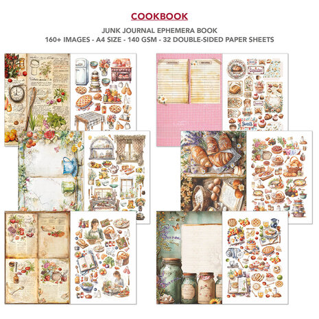 Ciao Bella Cookbook A4 Junk Journal Ephemera Book (32pcs) (CBB009) Ciao Bella Cookbook A4 Junk Journal Ephemera Book (32pcs) (CBB009)