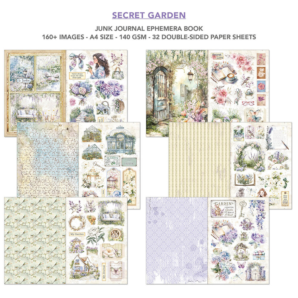 Ciao Bella Secret Garden A4 Junk Journal Ephemera Book (32pcs) (CBB007)