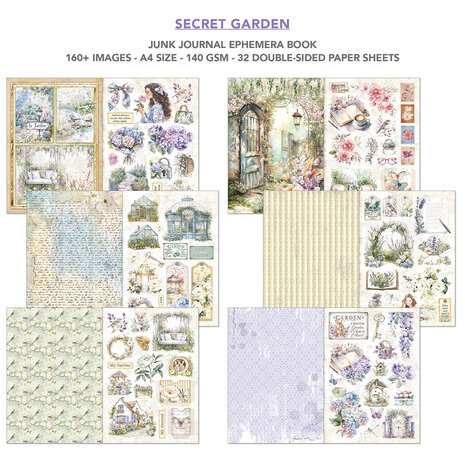 Ciao Bella Secret Garden A4 Junk Journal Ephemera Book (32pcs) (CBB007)