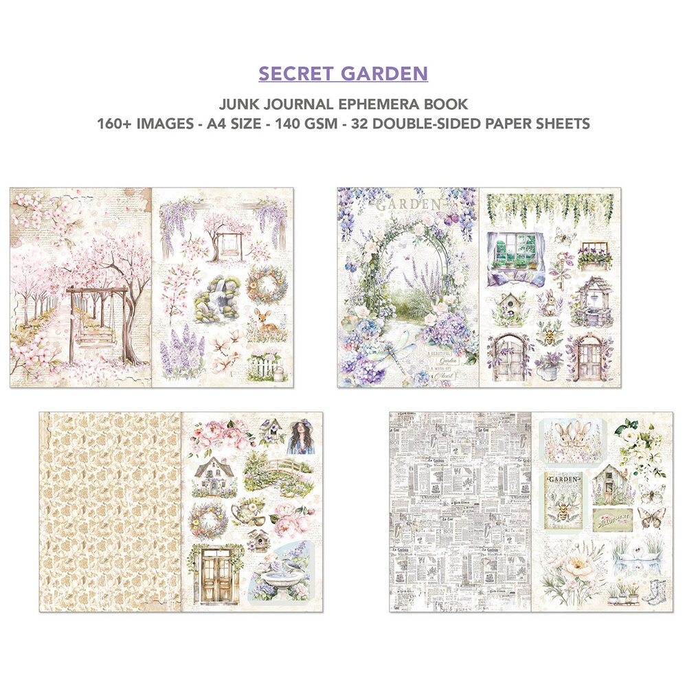 Ciao Bella Secret Garden A4 Junk Journal Ephemera Book (32pcs) (CBB007)
