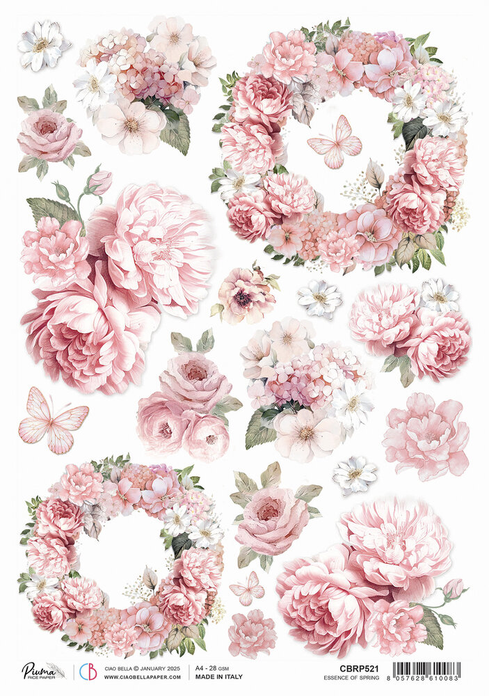 Ciao Bella Timeless Moments Rice Paper A4 Essence of Spring (5pcs) (CBRP521) (DISCONTINUED)