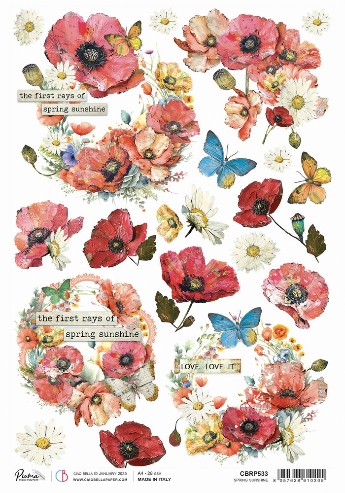 Ciao Bella Majestic Dream Rice Paper A4 Spring Sunshine (5pcs) (CBRP533) (DISCONTINUED)