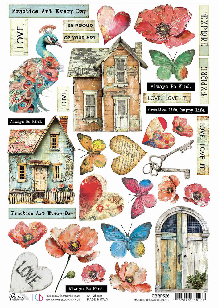Ciao Bella Majestic Dream Rice Paper A4 Majestic Dreams Elements (5pcs) (CBRP526) (DISCONTINUED)
