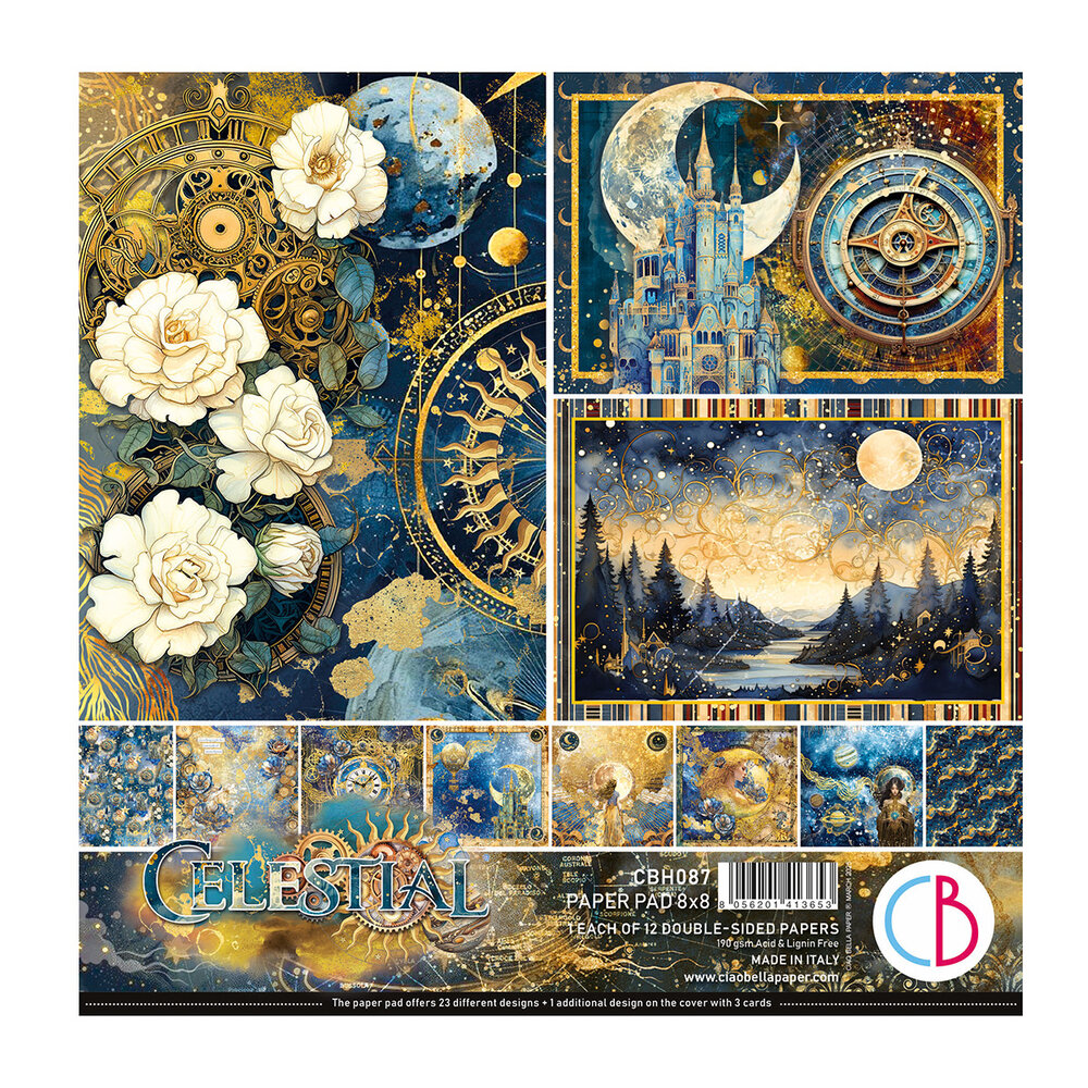 Ciao Bella Celestial 8x8 Inch Paper Pad (12pcs) (CBH087) Ciao Bella Celestial 8x8 Inch Paper Pad (12pcs) (CBH087)