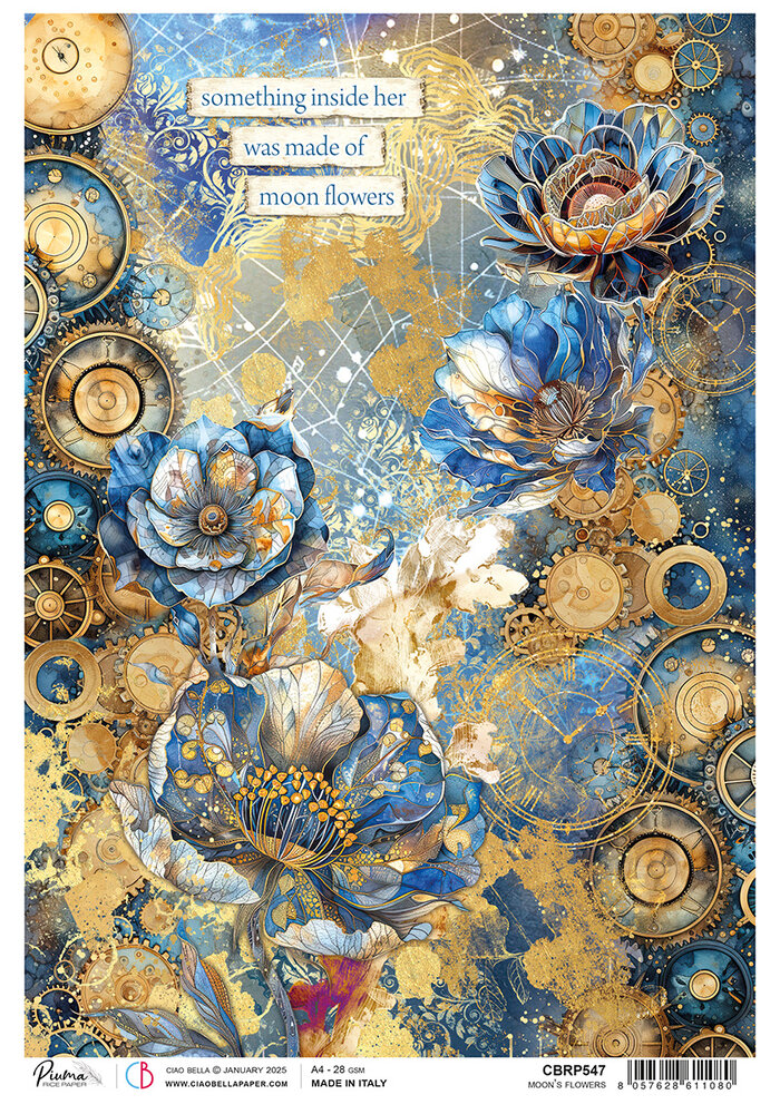 Ciao Bella Celestial A4 Rice Paper Moon's Flowers (5pcs) (CBRP547) Ciao Bella Celestial A4 Rice Paper Moon's Flowers (5pcs) (CBRP547)