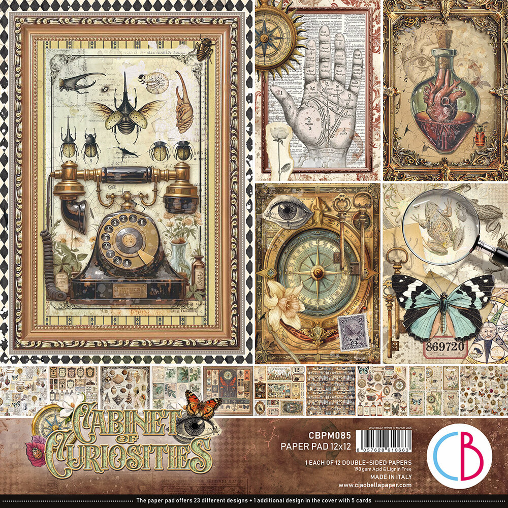 Ciao Bella Cabinet of Curiosities 12x12 Inch Paper Pad (12pcs) (CBPM085)