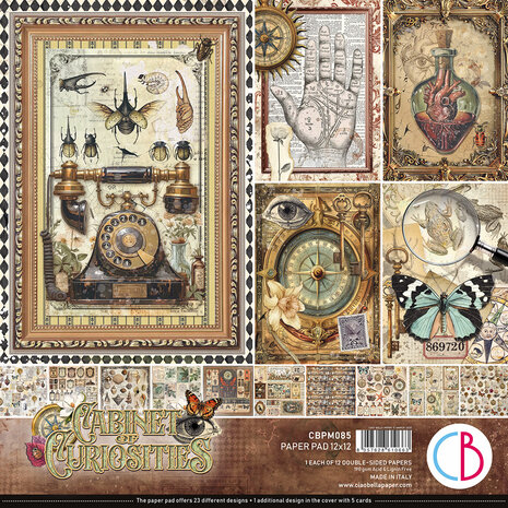 Ciao Bella Cabinet of Curiosities 12x12 Inch Paper Pad (12pcs) (CBPM085)