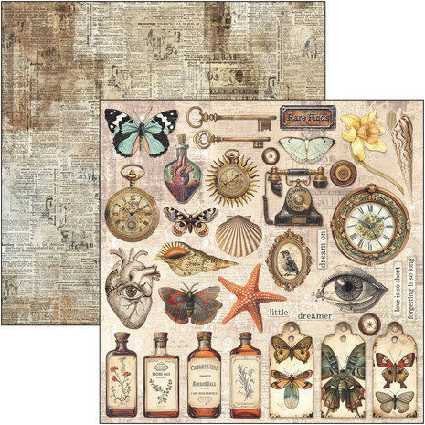Ciao Bella Cabinet of Curiosities 12x12 Inch Paper Pad (12pcs) (CBPM085)