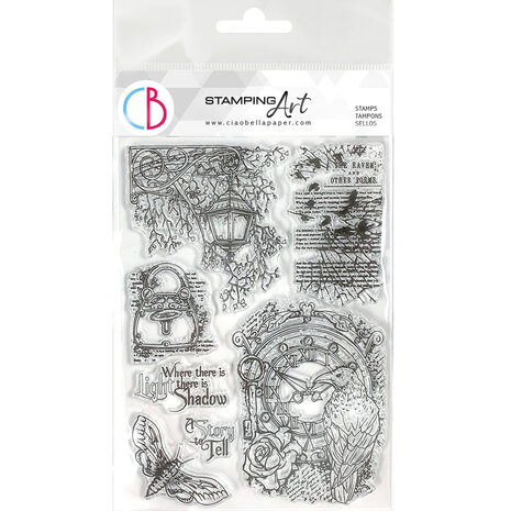 Ciao Bella Cabinet of Curiosities 6x8 Inch Clear Stamps The Raven (PS8056) (DISCONTINUED)