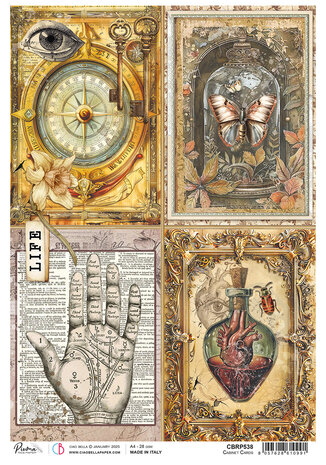 Ciao Bella Cabinet of Curiosities A4 Rice Paper Cabinet Cards (5pcs) (CBRP538)