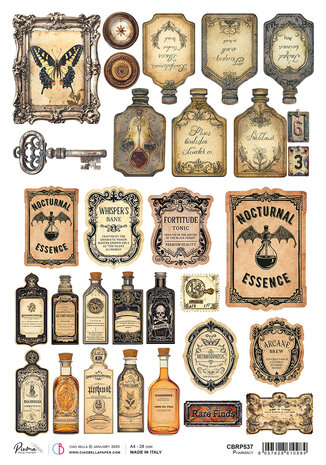 Ciao Bella Cabinet of Curiosities A4 Rice Paper Pharmacy (5pcs) (CBRP537)