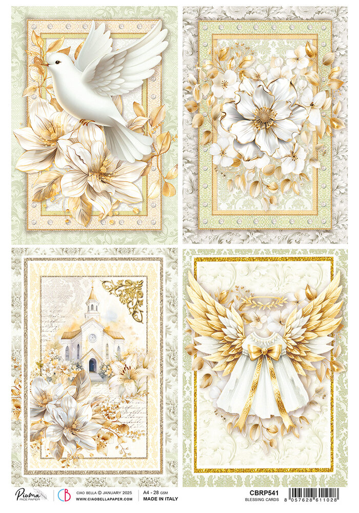 Ciao Bella Blessing Day A4 Rice Paper Blessing Cards (5pcs) (CBRP541) Ciao Bella Blessing Day A4 Rice Paper Blessing Cards (5pcs) (CBRP541)