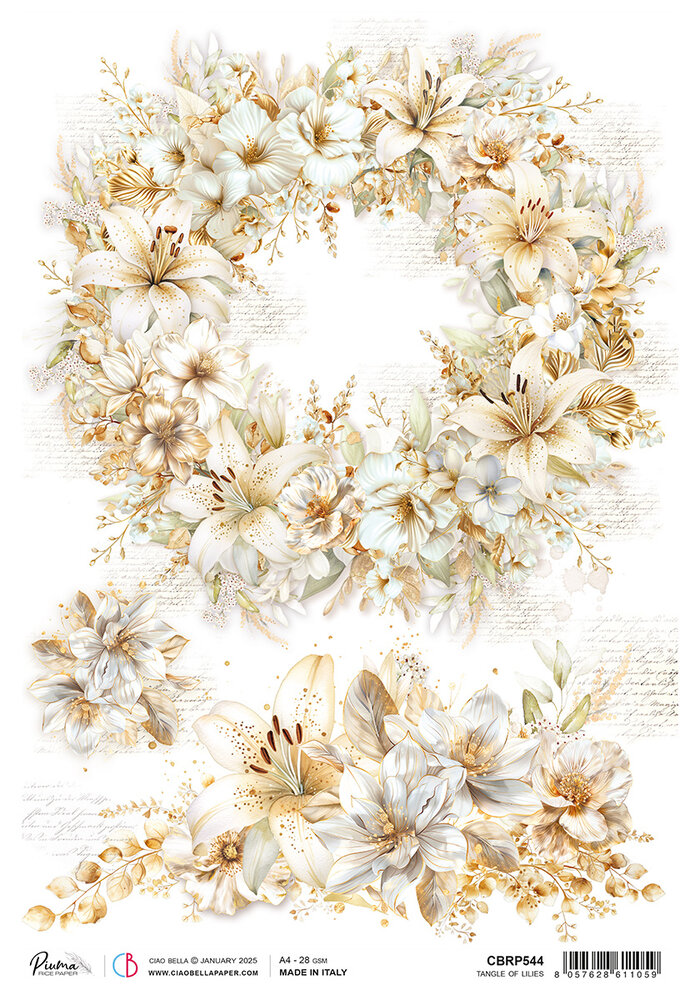 Ciao Bella Blessing Day A4 Rice Paper Tangle of Lilies (5pcs) (CBRP544) Ciao Bella Blessing Day A4 Rice Paper Tangle of Lilies (5pcs) (CBRP544)