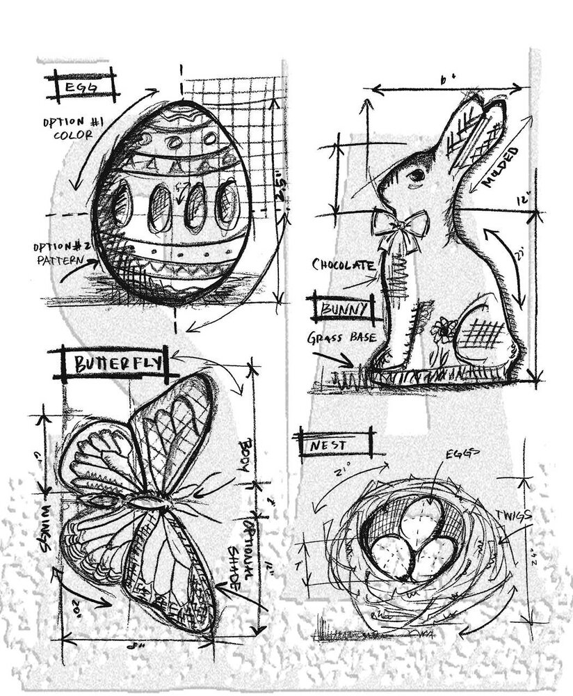 Stampers Anonymous Easter Blueprint Tim Holtz Cling Stamps (CMS144) Stampers Anonymous Easter Blueprint Tim Holtz Cling Stamps (CMS144)