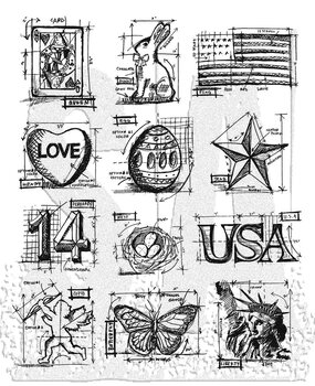 Stampers Anonymous Mini Blueprints #2 Tim Holtz Cling Stamps (CMS146)
