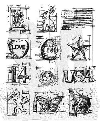 Stampers Anonymous Mini Blueprints #2 Tim Holtz Cling Stamps (CMS146) Stampers Anonymous Mini Blueprints #2 Tim Holtz Cling Stamps (CMS146)