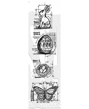 Stampers Anonymous Easter Mini Tim Holtz Blueprints Strip Stamps (THMB005)