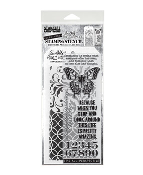 Stampers Anonymous Mixed Media #15 Tim Holtz Stamps/Stencil (THMM115)